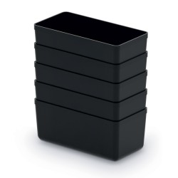 Set di 5 Contenitori Unite Box | 11x5,5x4,5 cm | Colore Nero | in Plastica